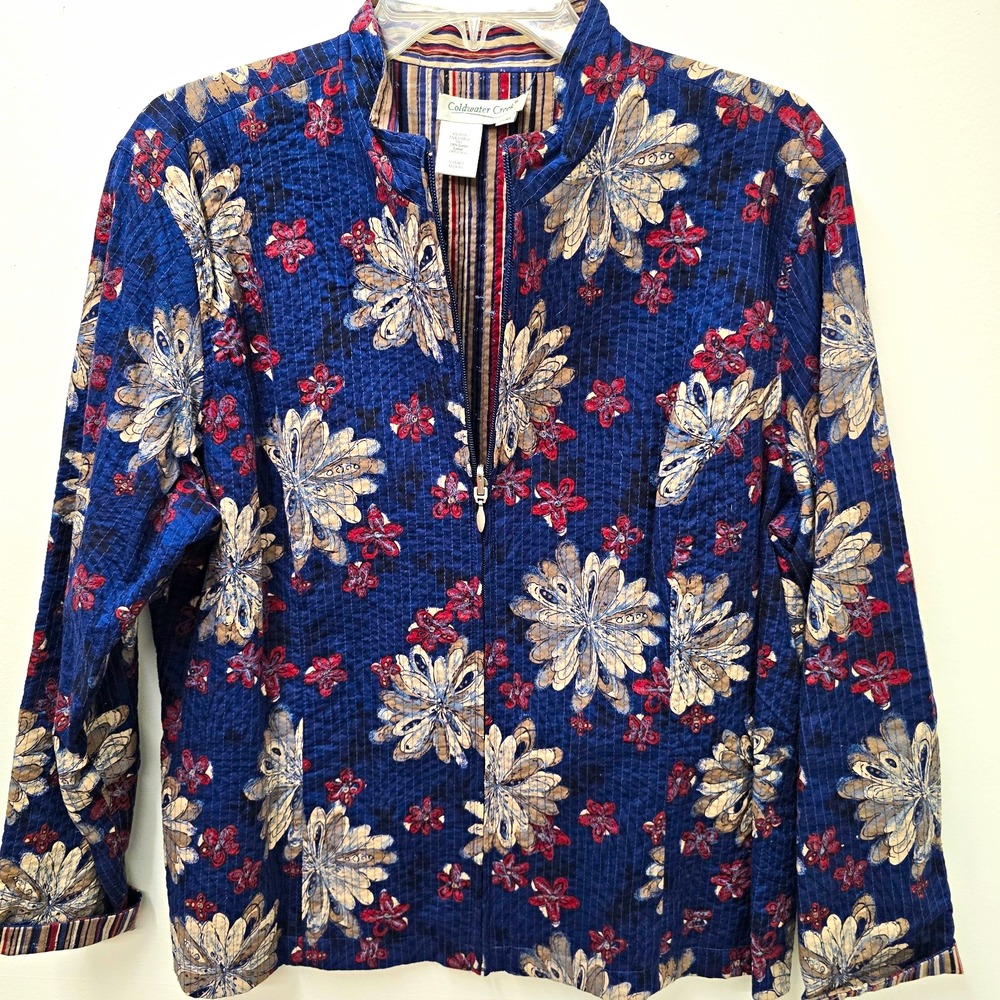 Coldwater Creek Women's Floral Tapestry Embroidered Blazer Jacket PXL Artsy